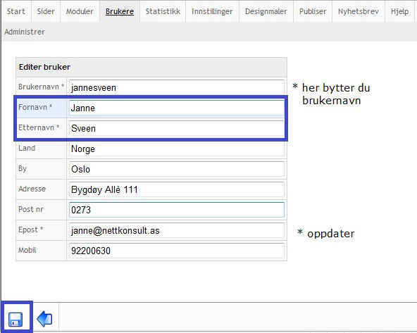 Netconsult Brukermanual viser deg hvordan du lager en personlig velkomsthilsen til din nettside